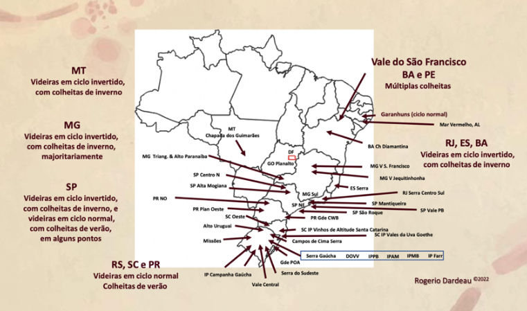 Mapa das regiões vinícolas brasileiras Rogério Dardeau